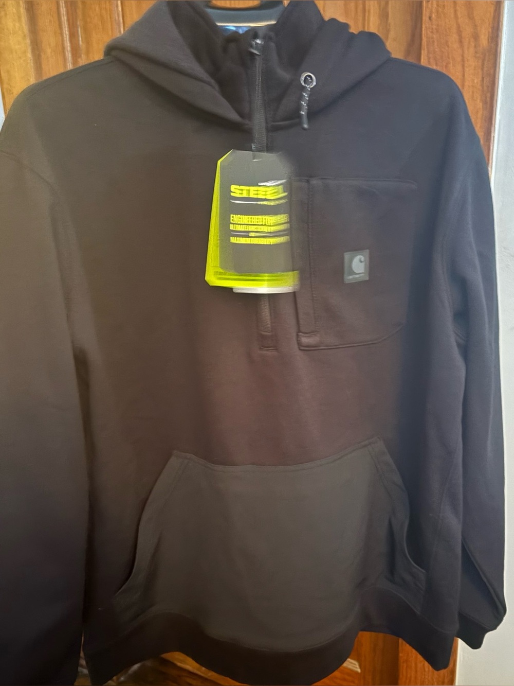 Carhartt Force Black Quarter Zip Hoodie Steel Rugged Flex Workwear NWT